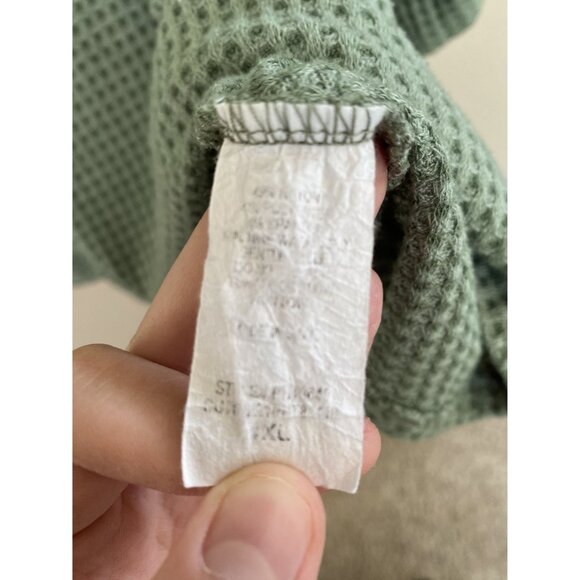 Hailey & Co Womens Green Blouse 1X‎ waffle 3/4 sleeve v-neck nylon pullover - Picture 4 of 6